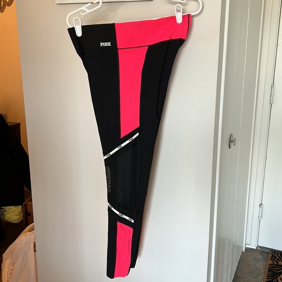 PINK Ultimate black, grey, and hot pink legging with mesh detailing size M - Picture 3 of 3